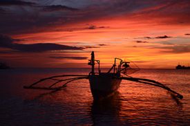 Sunset sailing boracay island